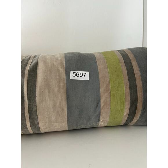 Galbraith and Paul Pillow Hand Block 30X13 Multi stripe Mist/Citron Velvet Down - Picture 12 of 12